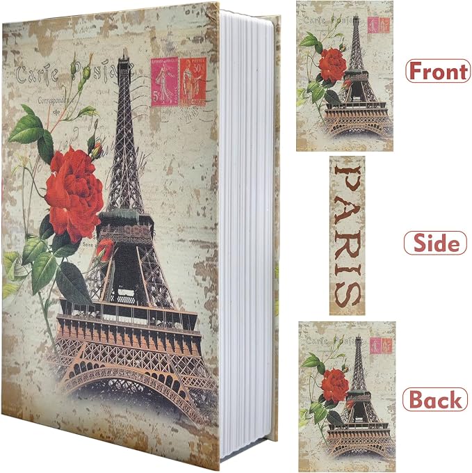 Paris Book Safe Box with Combination Lock, Diversion Safe Vintage Faux Book - Image 7