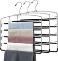 Pants Hangers 3 Pieces, 5 Tier Closet Organizers and Storage Clothes Hanger by FEASTEERY