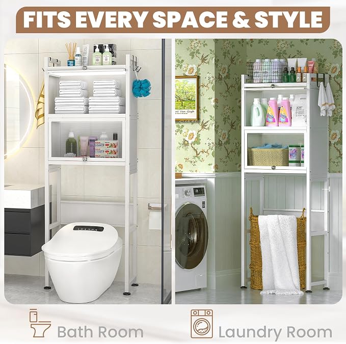 ZZL Over The Toilet Storage Cabinet, Bathroom Toilet Organizer, Waterproof - Image 5