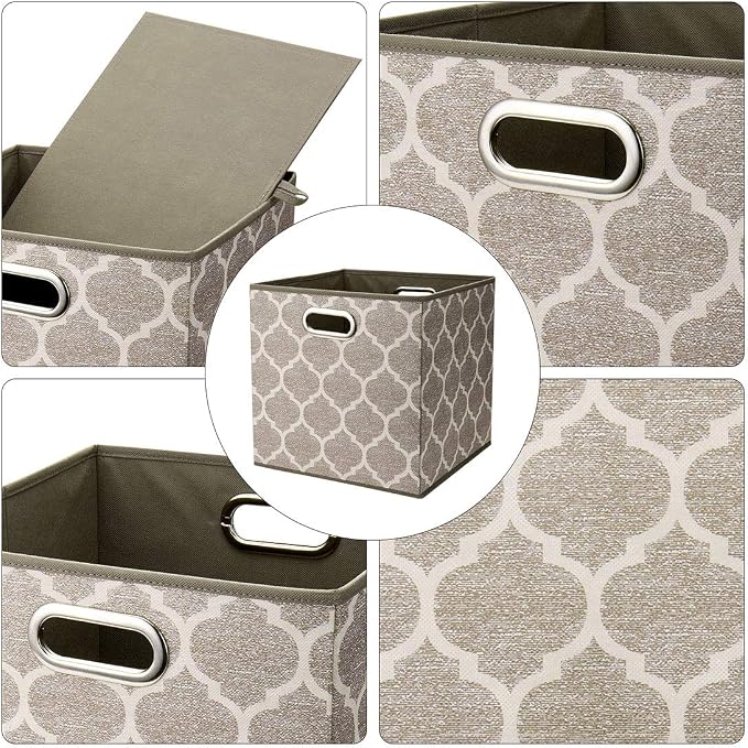 i BKGOO Cloth Storage Bins Set of 4 Thick Fabric Drawers Foldable Cubes Basket - Image 3
