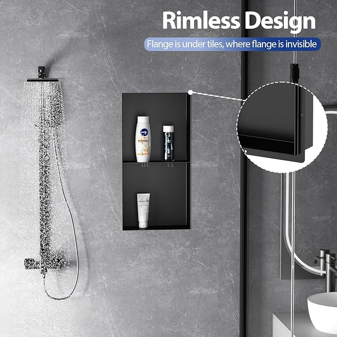 Stainless Steel Shower Niche 12" X 24", No Tile Needed Wall Niche Shower - Image 4