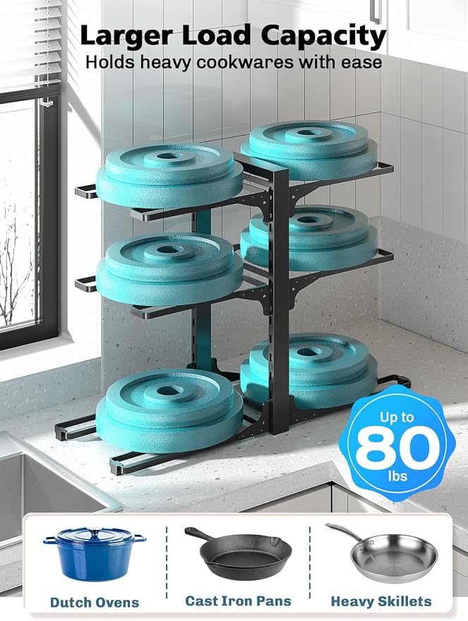 MUDEELA 6-Tier Pots and Pans Organizer under Cabinet, 13.78" Height Heavy Duty - Image 4