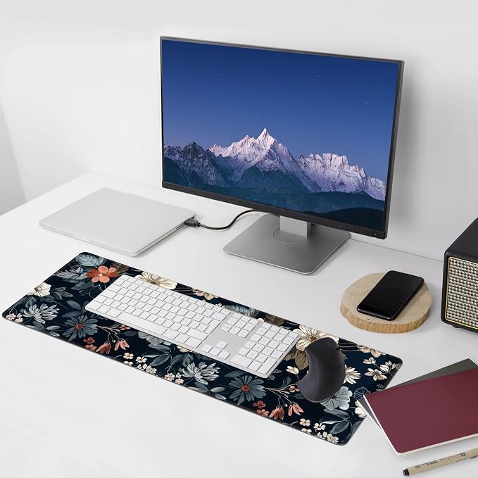 Dark Flower Large Mouse Pad, Gaming Keyboard Desk Pad, Extended Mouse Mat - Image 6
