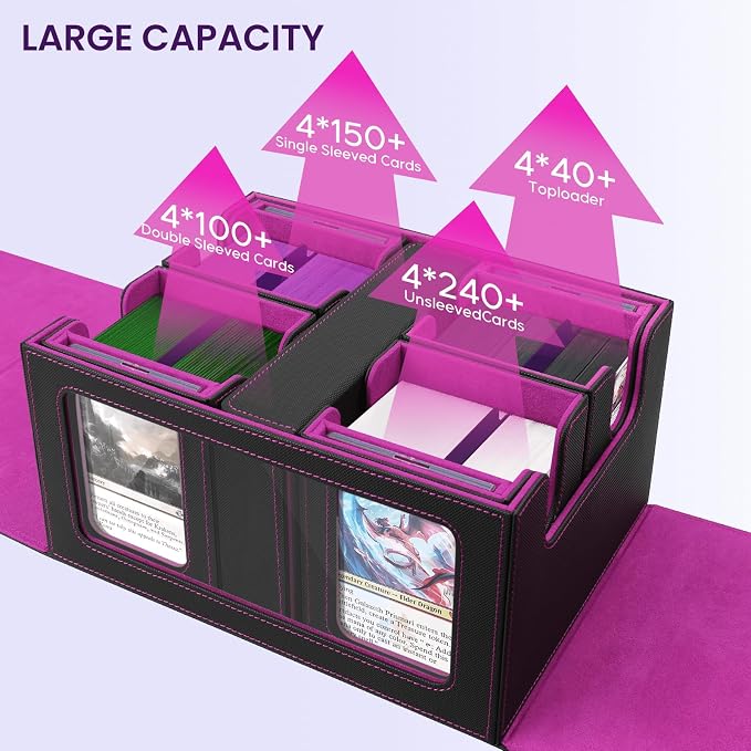 Card Deck Box for MTG with Commander Display, 5 in 1 Card Storage Box Fits 400+ - Image 3
