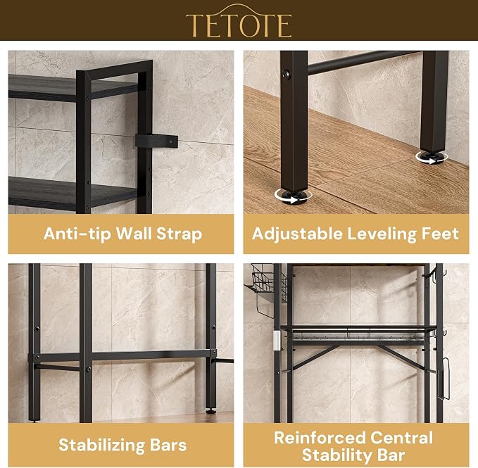 TETOTE Over Toilet Bathroom Organizer, 4-Tier Bathroom Over The Toilet Storage - Image 5