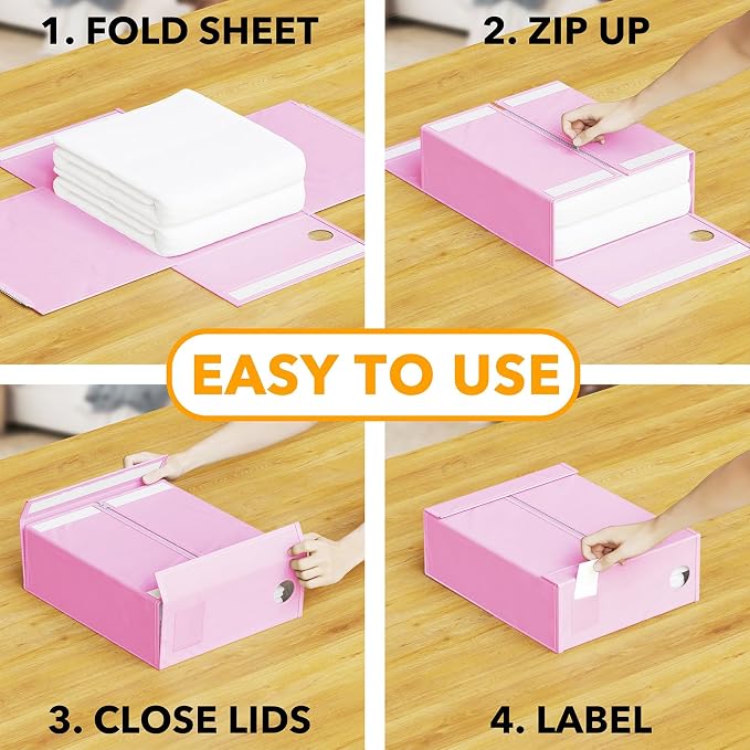 SpaceAid 6 Pack Bed Sheet Organizers and Storage, Foldable Sheet Organizer - Image 3