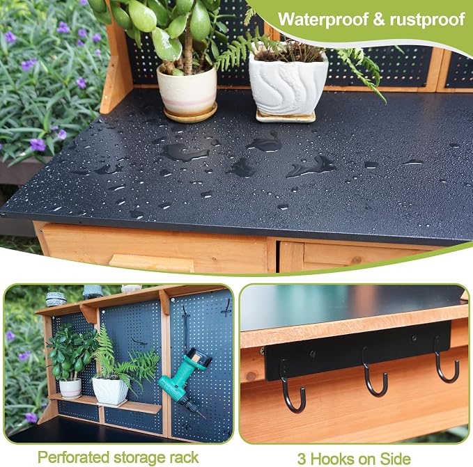 Outdoor Potting Bench, Wooden Potting Table - Image 5