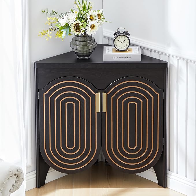 Small Corner Storage Cabinet, Mid Century Modern Floor Corner Cabinet by JanmerHome