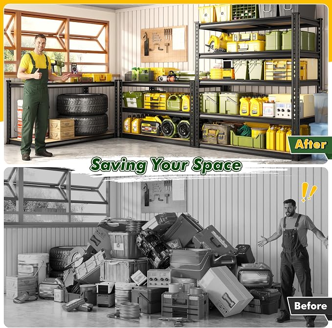 72.1" H Garage Shelving 2030LBS Garage Storage Shelves, 5 Tier Adjustable Metal - Image 5