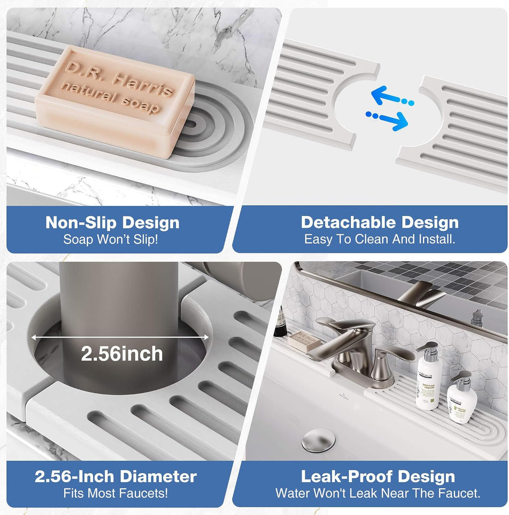 DK177 Faucet Mat for Kitchen Sink - Water Absorbing Stone Tray for