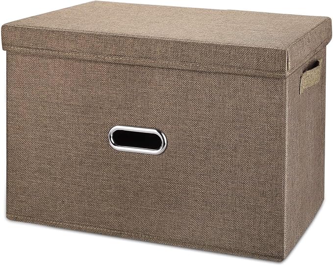 Linen Fabric Collapsible Storage Bins by Unknown