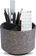 lizimandu Round Leather Art Supply Organizer, Remote Control Holder, 360 Degree by LIZIMANDU