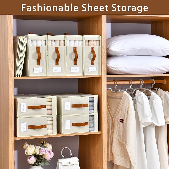 Bed Sheet Organizers and Storage, 8 Pack Linen Closet Organizers, Foldable - Image 4