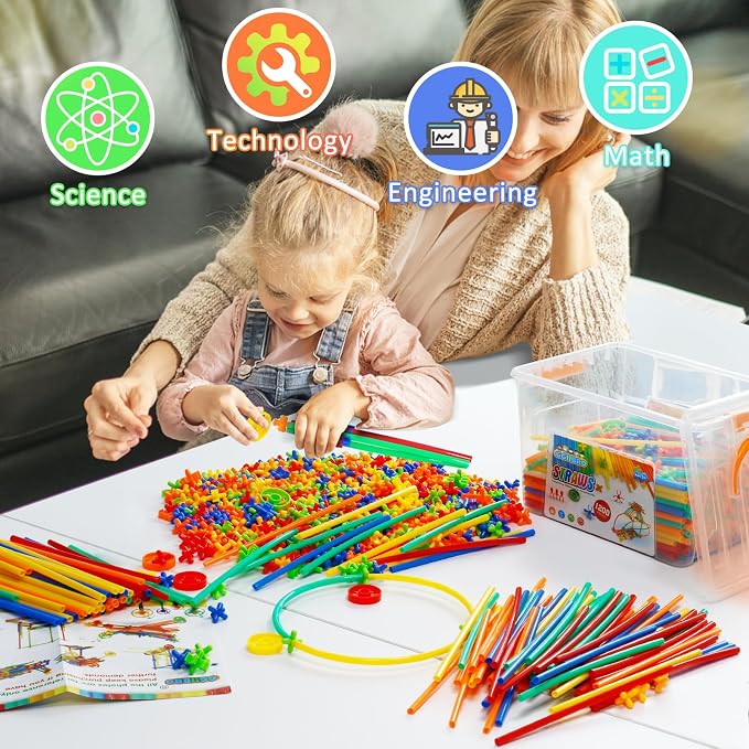 Ggiibro Straw Constructor Toys 1200Pcs STEM Building Toys Aged - Image 6
