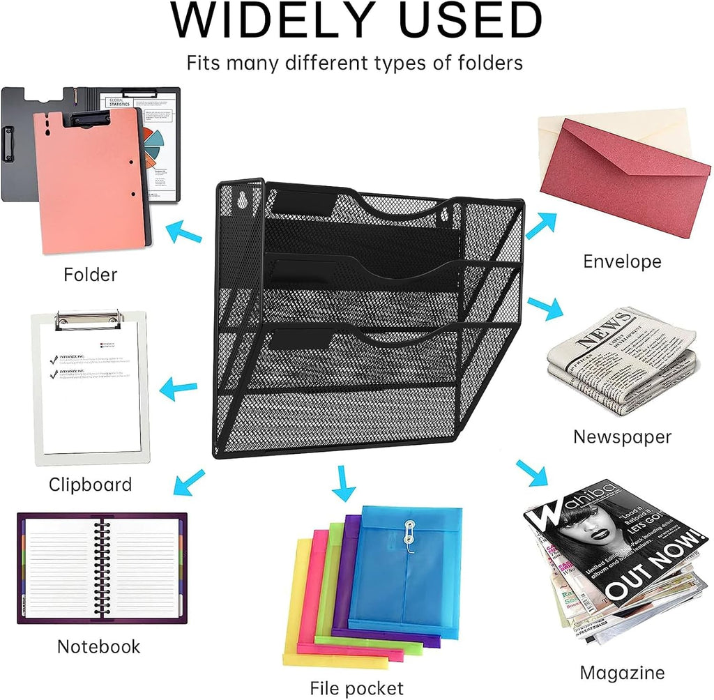 3-Tier Magnetic File Holder, No Drilling Installation File Cabinet