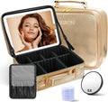 JUSRON Travel Makeup Bag With LED Mirror, Cosmetic Train Case with Light up by JUSRON