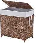 Laundry Hamper with Lid and Removable Liner Bag, Handwoven Natural Hyacinth by LGENHOOMHandwovenNaturalWaterHyacinthBasket