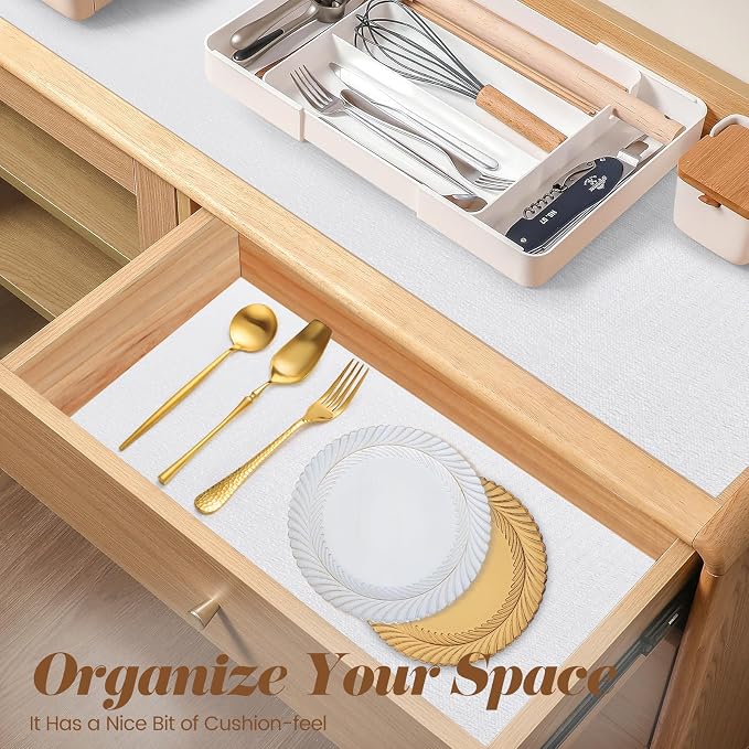 Drawer Shelf Liner for Kitchen Cabinets Non-Adhesive, Non Slip Shelf Paper - Image 6