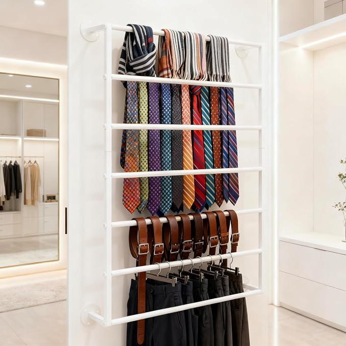 Wall Mounted Display Rack, 7-Layer Wrapping Paper Ribbon Organizer Scarves Tie - Image 5