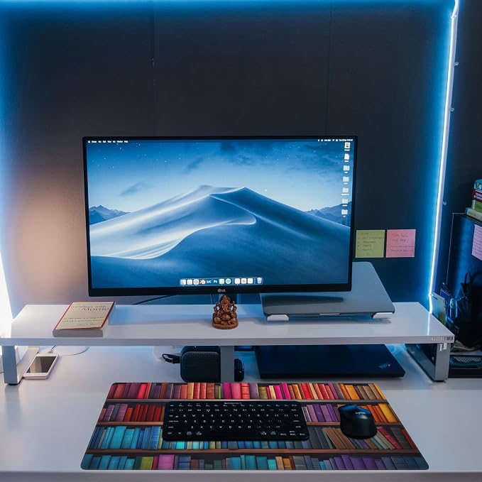 Large Gaming Mouse Pad for Desk, Bookshelves Full of Books Desk Mat, Colorful - Image 6