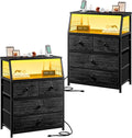 EnHomee 21.8" W Black Nightstand Set of 2, Night Stand by EnHomee