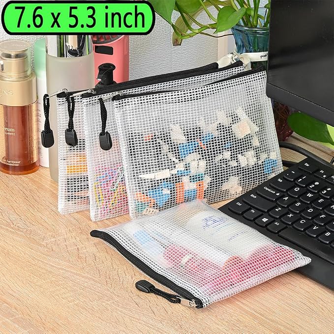 AUSTARK 20 Pcs Zipper File Bags, Plastic Mesh Pouch, Board Game Storage Bag - Image 8