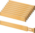 Bamboo Drawer Divider Set of 8, Adjustable Spring-Loaded Drawer Organizer by NCUE