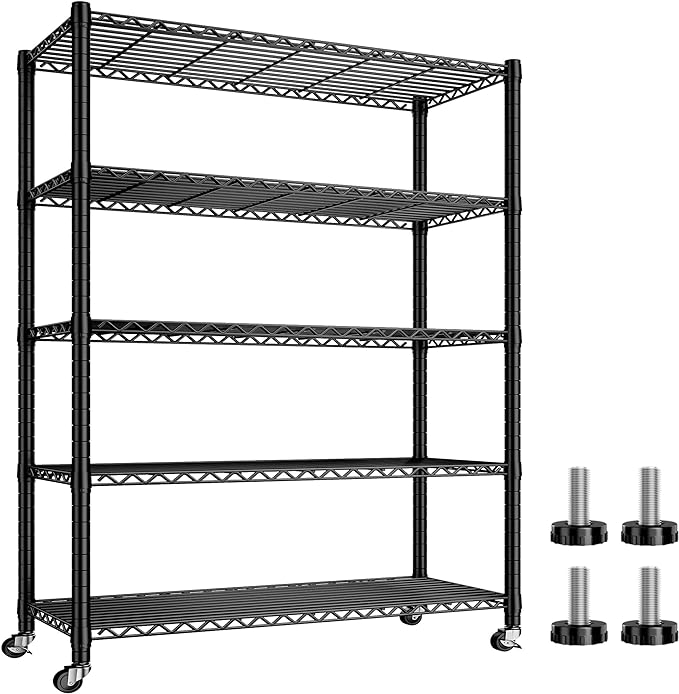 REIBII Storage Shelves Load 1980LBS, 5 Tier Metal Shelving Unit by REIBII