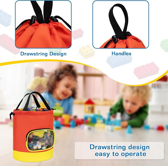 Drawstring Toy Storage Bag for Building Bricks, Building Blocks, Board Games - Image 2