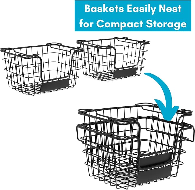 BIRDROCK HOME Stacking Wire Market Baskets - Image 5