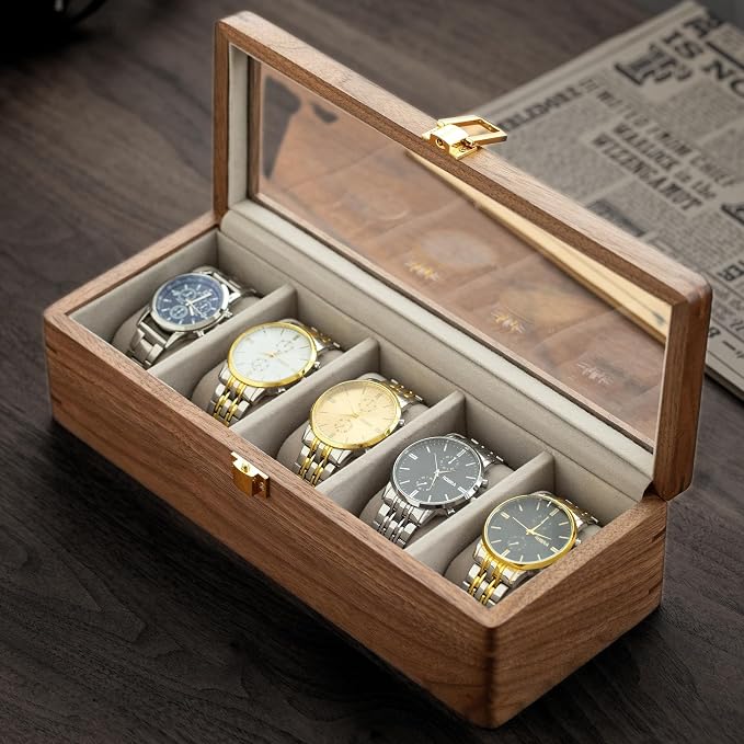 muso wood Watch Display Box, 5 Slot Watch Case - Image 7