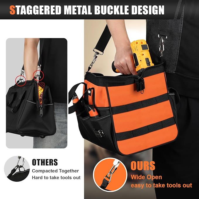 Heavy Duty Tool Bag 15-Inch, 16-Pocket Portable Soft Tool Box Organizer Storage - Image 6