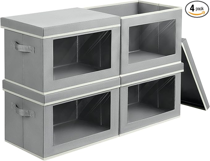 Collapsible Storage Bins with Lids, 4 Pack Closet Cubes by Homsorout