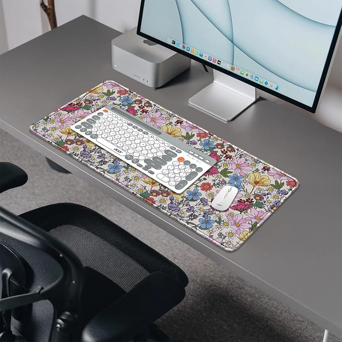 Colorful Flowers Mouse Pad, Large Floral Mousepad Desk Pad - Image 4