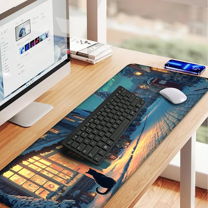 Christmas Winter Village Mouse Pad – 31.5" x 11.8" Large Extended Desk Mat - Image 8