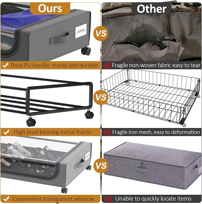 Large Under Bed Storage with Wheels, Under Bed Storage Containers, Under Bed - Image 3