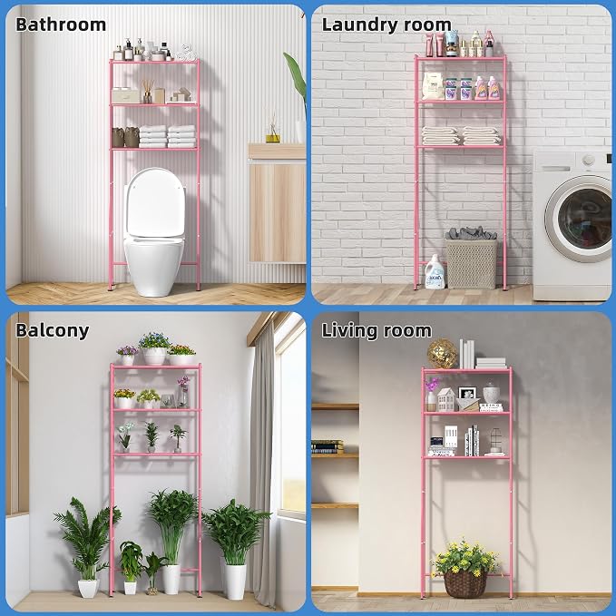 3-Tier Over The Toilet Storage, Freestanding Metal Bathroom Shelves, Space - Image 7