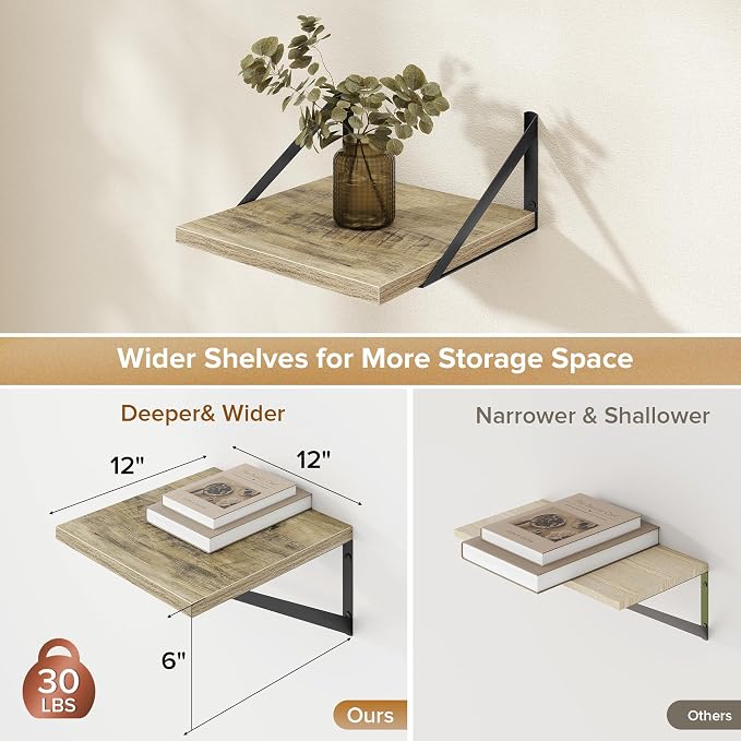 Deep Floating Shelves Wall Mounted, Living Room, Office - Image 3
