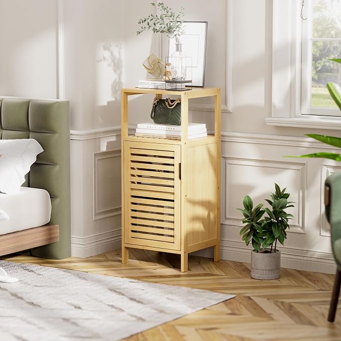 HITNET Bathroom Cabinet Freestanding, Small Bamboo Floor Cabinet, 4 Tier Single - Image 2