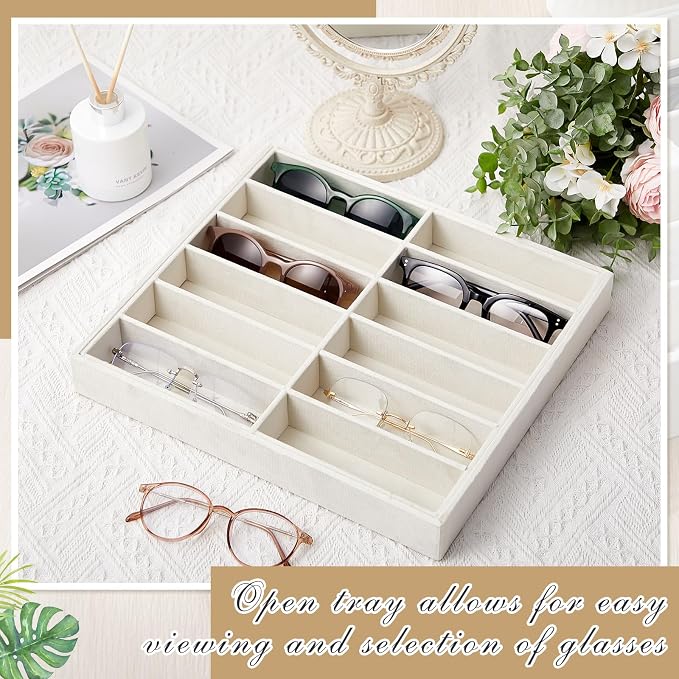 Amylove 2 Pcs Sunglass Organizer Trays Glasses Stackable Jewelry Trays Sunglass - Image 4