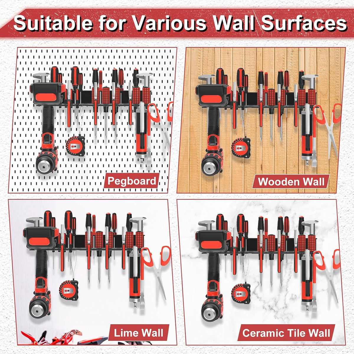 Metal Screwdriver Organizer, Wall Mount Plier Organizer Hammer Holder