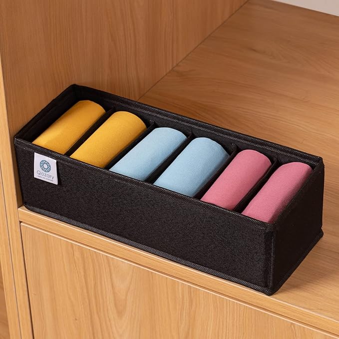 Qozary 3 Pack Sock Underwear Drawer Organizer Dividers, Collapsible Cabinet - Image 5