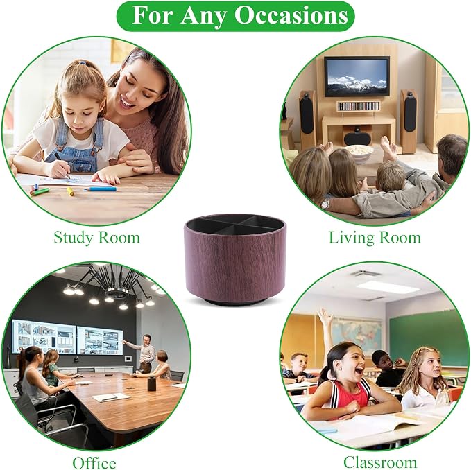 Round Leather Art Supply Organizer, Remote Control Holder, 360 Degree Spinning - Image 8