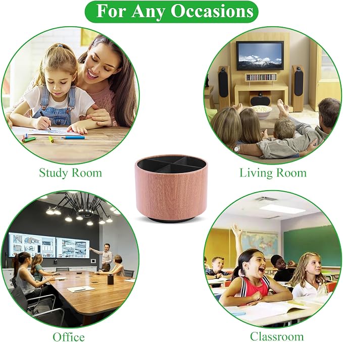 Round Leather Art Supply Organizer, Remote Control Holder, 360 Degree Spinning - Image 8