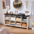 Joaxswe 8 Cube Book Shelf, Farmhouse Wood Long Storage Organizer