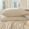 MooMee Bedding Pillowcases Striped Pack of 2 100% Washed Cotton Linen Like by MOOMEE
