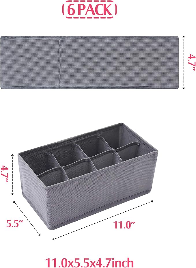 DIOMMELL 6 Pack Foldable Cloth Storage Box Closet Dresser Drawer Organizer - Image 2