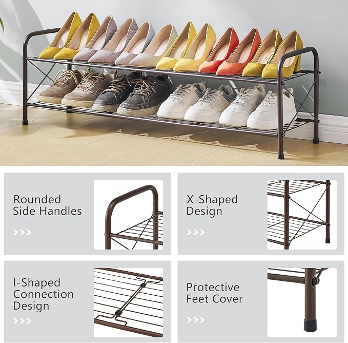 Hoctieon 2 Tier Shoe Rack for Closet, Shoe Rack FreeStanding, Entryway Shoe - Image 6