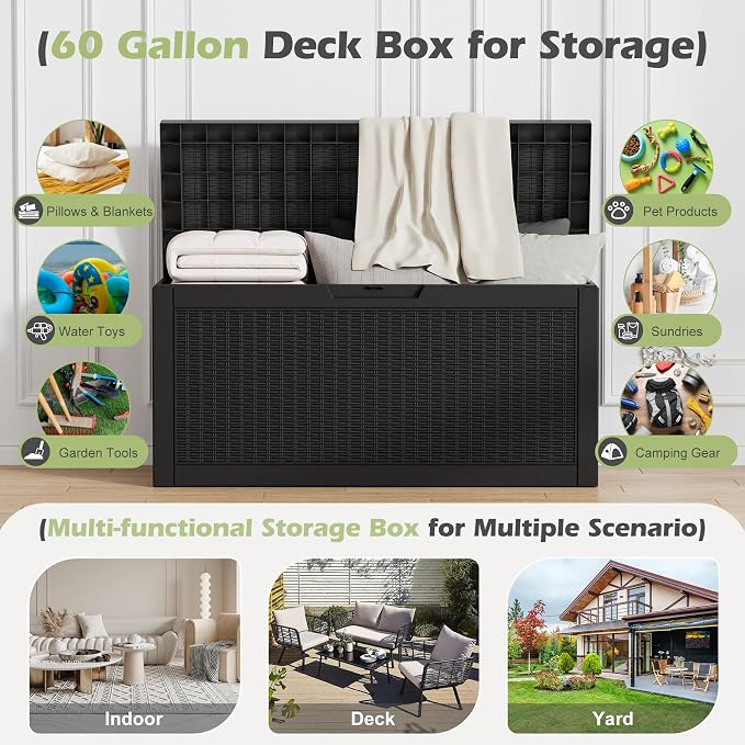 Outdoor Storage Box, Resin Deck Boxes Indoor and outdoor, Waterproof Storage - Image 4