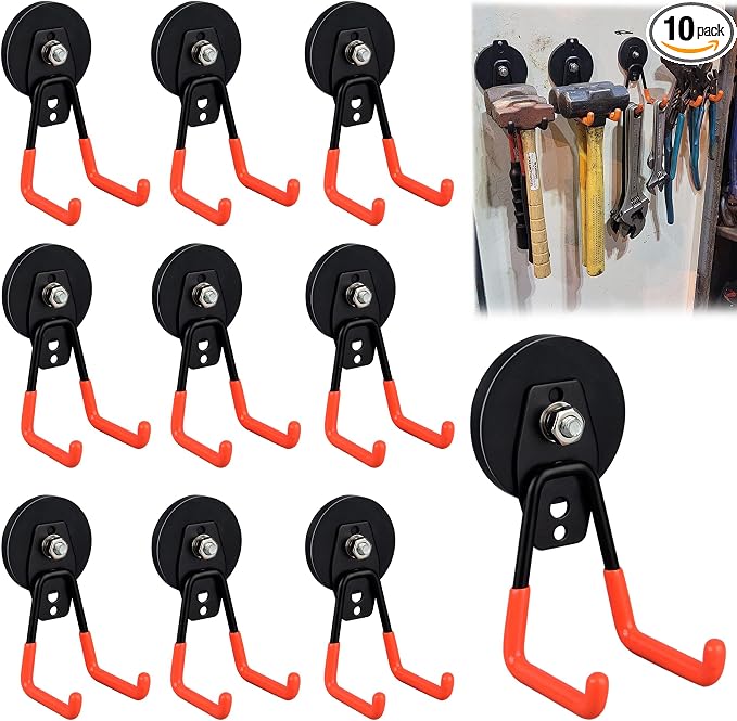 ULIBERMAGNET Heavy Duty Magnetic Garage Hook, 10 Pack Strong Large Magnet Hooks by ULIBERMAGNET